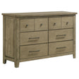 Hazlewood 6-Drawer Bedroom Dresser front view in vineyard oak finish