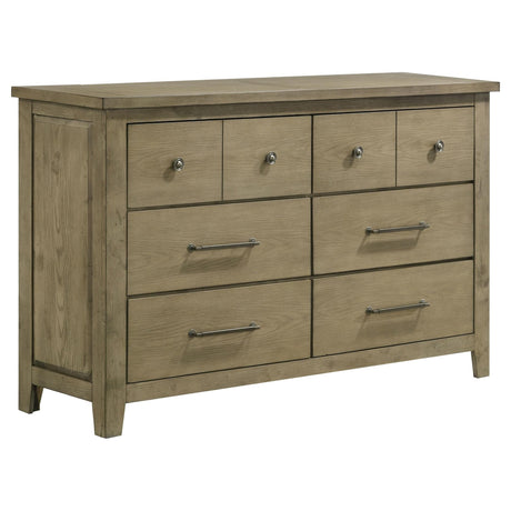 Hazlewood 6-Drawer Bedroom Dresser front view in vineyard oak finish