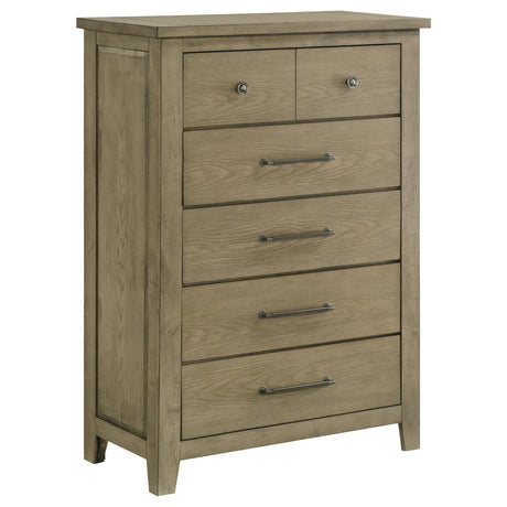 Hazlewood 5-drawer chest of drawers in vineyard oak, front view
