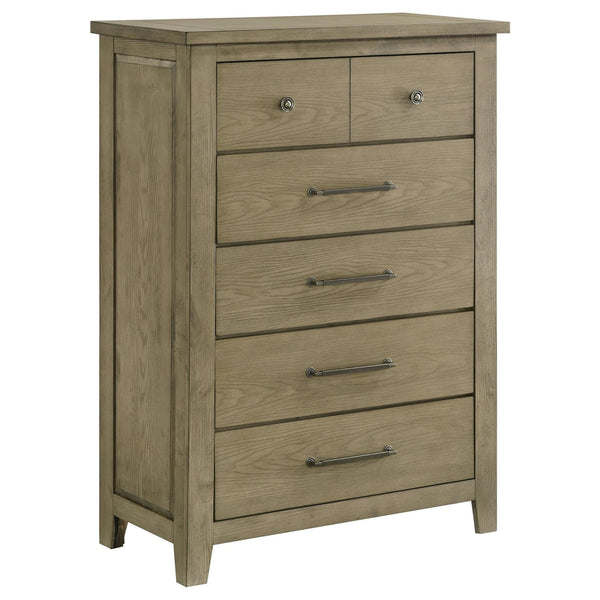 Hazlewood 5-drawer chest of drawers in vineyard oak, front view