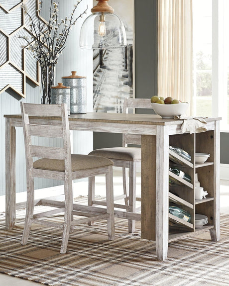 Skempton White and Light Brown Counter Height Dining Table front angle