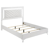 Cassia Queen LED Panel Bed white high gloss front view