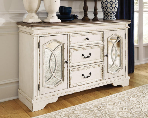 Realyn Two-Tone Chipped White Dining Server front view
