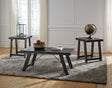 Noorbrook black and pewter 3-piece table set front view