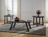 Noorbrook black and pewter 3-piece table set front view