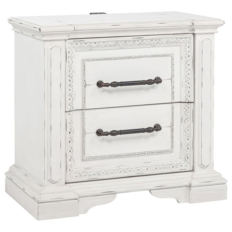 McKinney 2-drawer nightstand in vintage white, front angle