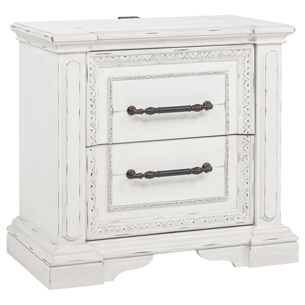 McKinney 2-drawer nightstand in vintage white, front angle