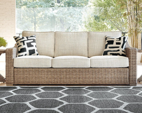 Beachcroft Beige Outdoor Sofa front angle view