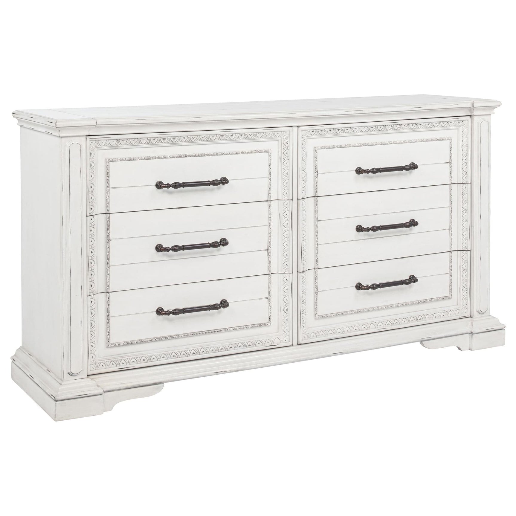 McKinney 6-drawer vintage white bedroom dresser front