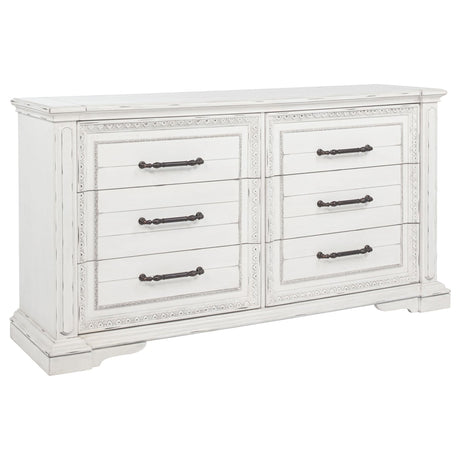 McKinney 6-drawer vintage white bedroom dresser front