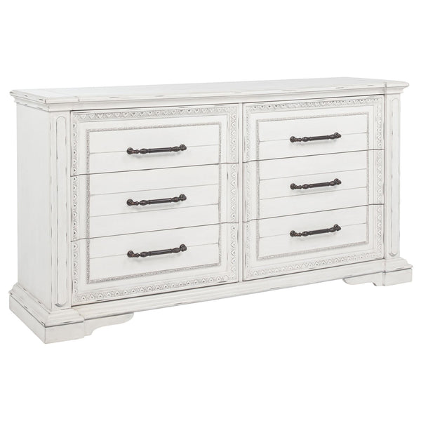 McKinney 6-drawer vintage white bedroom dresser front