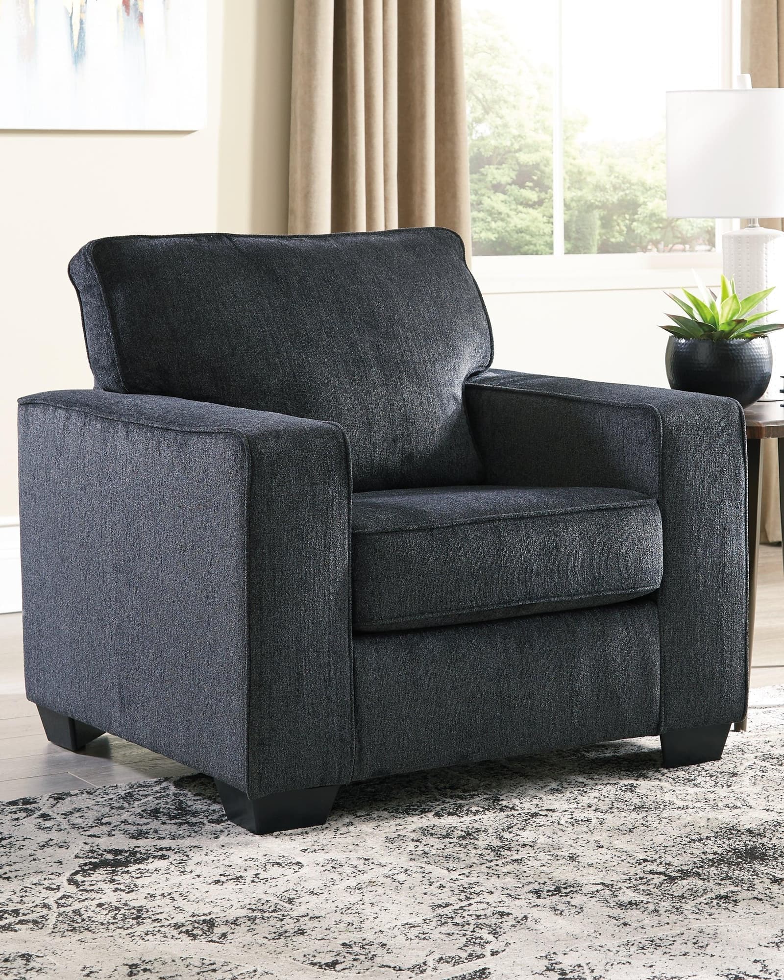 Altari Slate Chenille Chair angled front view