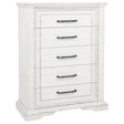 McKinney 5-drawer vintage white bedroom chest front view