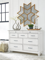 Kanwyn Whitewash 9-Drawer Dresser front view