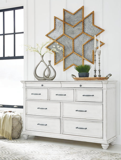 Kanwyn Whitewash 9-Drawer Dresser front view