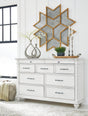 Kanwyn Whitewash 9-Drawer Dresser front view