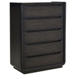 Leandro 5-drawer bedroom chest of drawers burnished black front view