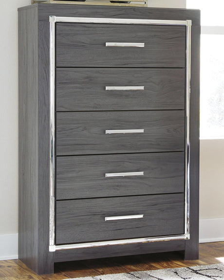 Lodanna Gray Chest of Drawers front angle