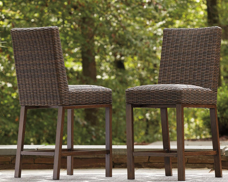 Paradise Trail Medium Brown Outdoor Bar Stool front angle