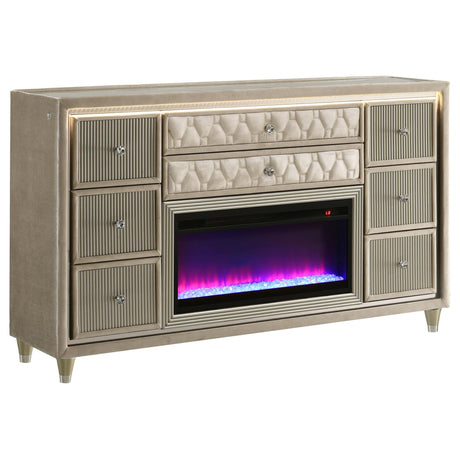 Lorient 8-drawer LED Flame Box Dresser front view