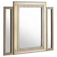 Lorient tri-panel LED dresser mirror with ivory and camel velvet upholstery, front view