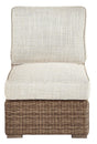 Beachcroft Beige Armless Outdoor Lounge Chair front angle