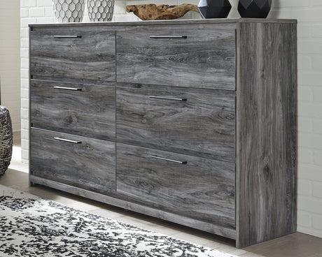 Baystorm Gray Dresser front view showing six drawers