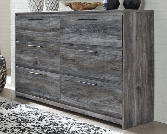 Baystorm Gray Dresser front view showing six drawers