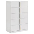 Ines 5-drawer white high gloss bedroom chest front view