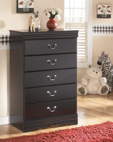 Huey Vineyard Black Chest of Drawers front angle