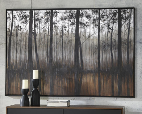 Philyra Black Orange Silver abstract wall art front view