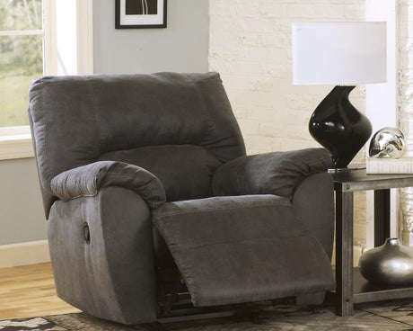 Tambo Pewter Faux Leather Recliner main front angle view
