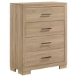 Arielle 4-drawer chest of drawers in light oak, front view