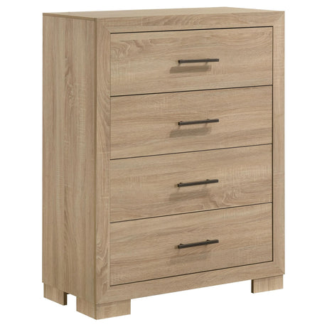 Arielle 4-drawer chest of drawers in light oak, front view