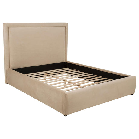 Lawson 55-inch Upholstered Queen Platform Bed in Light Saddle - Front view