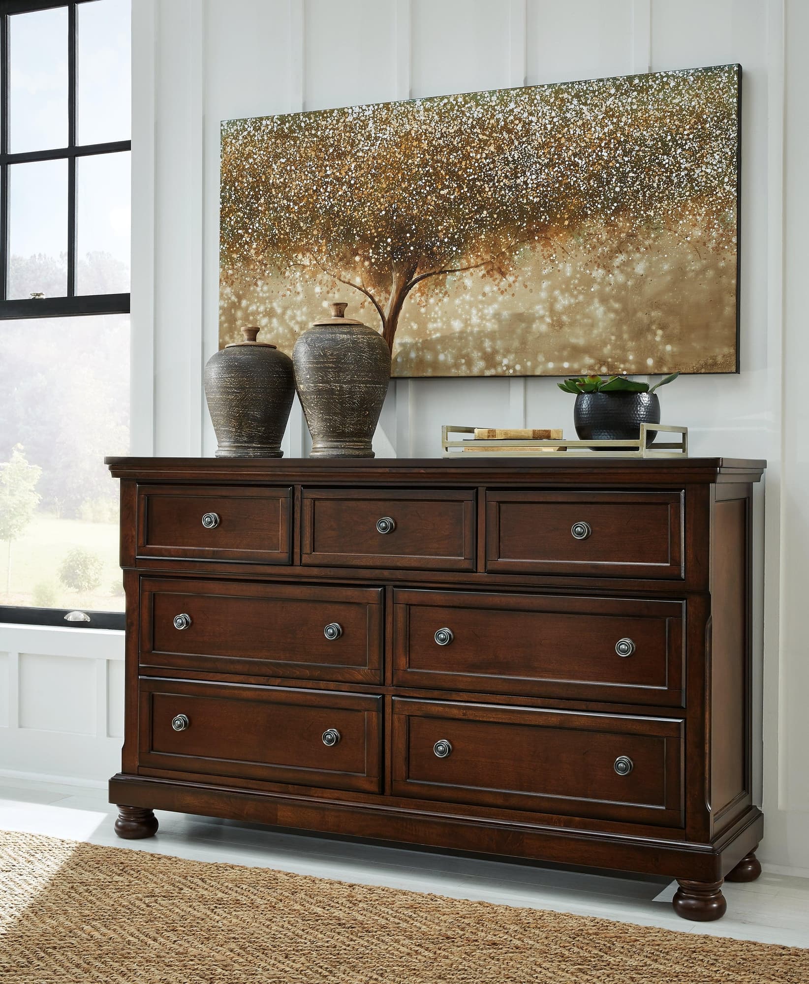Porter Rustic Brown Dresser front view with drawers closed
