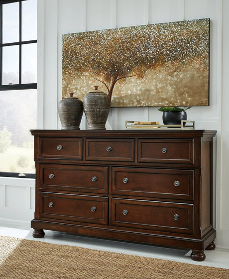 Porter Rustic Brown Dresser front view with drawers closed