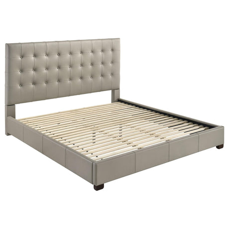 Medley Genuine Leather Eastern King Platform Bed tan, front view