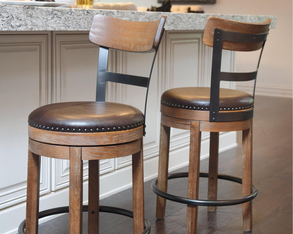 Pinnadel Light Brown Counter Height Bar Stool front view
