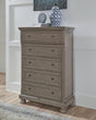 Lettner Light Gray 5-Drawer Chest - front angle view