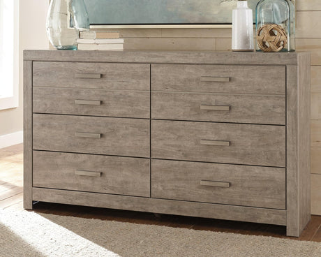 Culverbach Gray Dresser front angle showing drawers