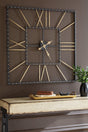 Thames black and gold finish metal wall clock front view