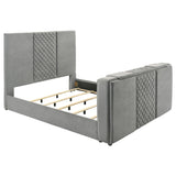 Tara 61-inch Upholstered Eastern King Panel Bed Grey angled front view