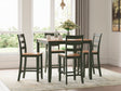 Gesthaven Natural Green Counter Height Dining Table and 4 Barstools set top angle