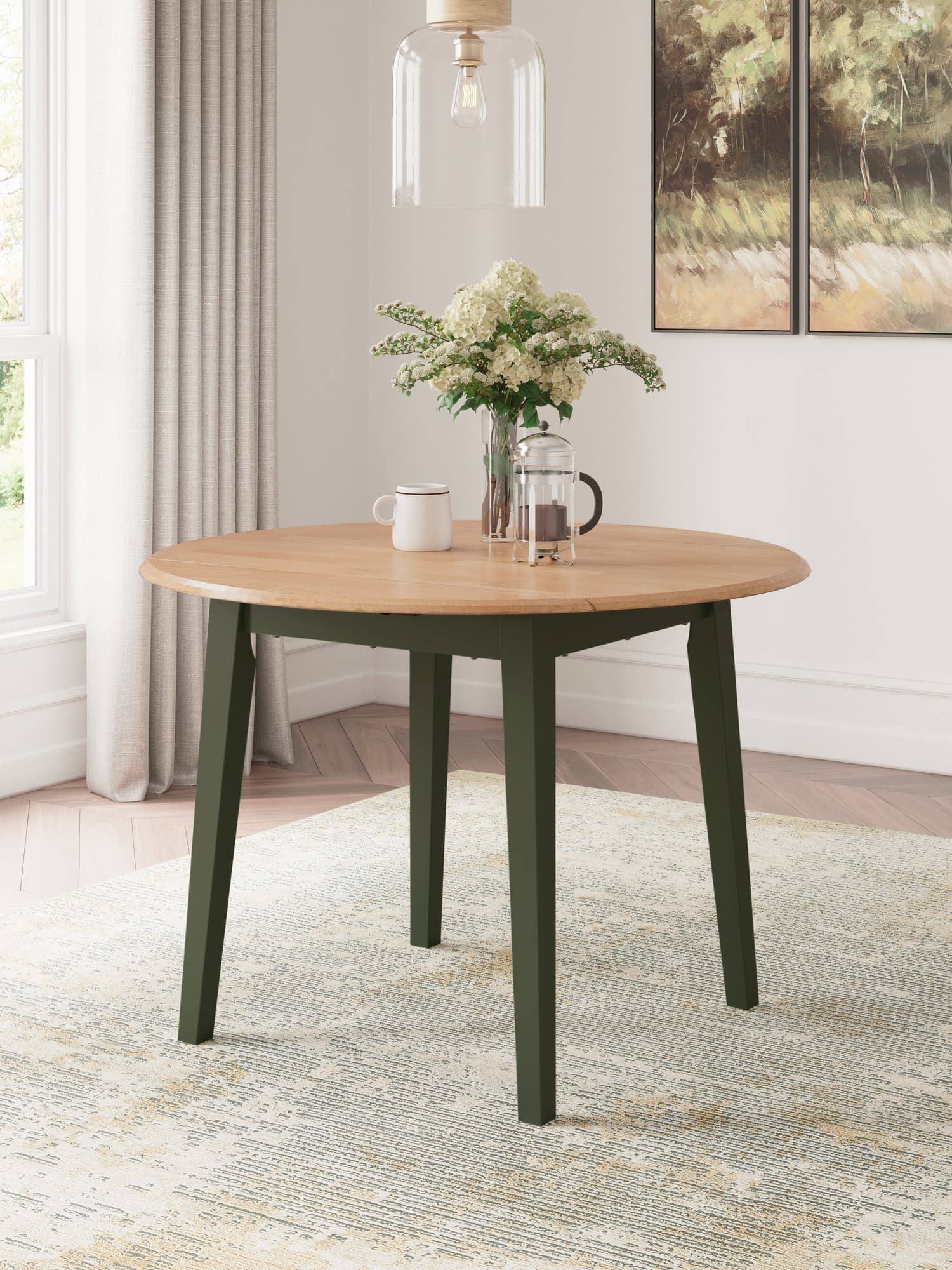 Gesthaven Natural Green Dining Drop Leaf Table front view