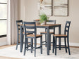 Gesthaven natural mango wood square dining table with dark slate blue legs