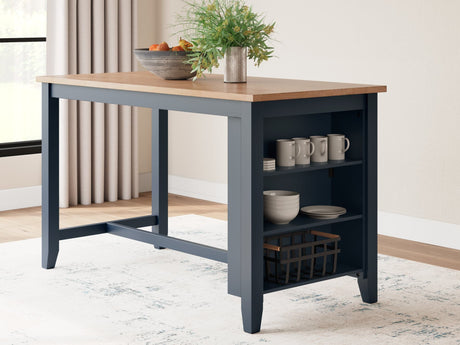 Gesthaven Natural Blue and Mango Wood Counter Height Dining Table front view