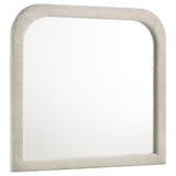 Sonya ivory upholstered bedroom dresser mirror front view
