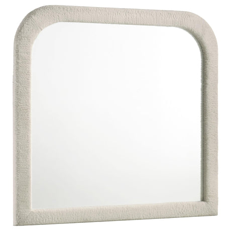 Sonya ivory upholstered bedroom dresser mirror front view