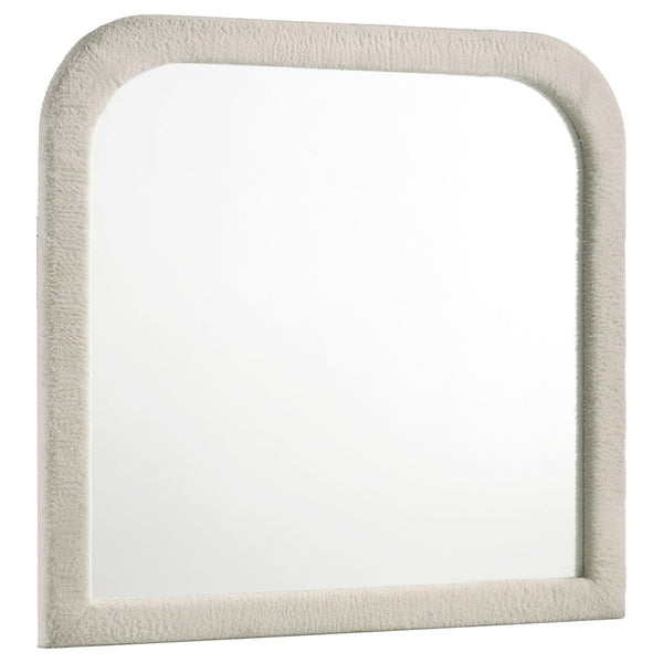 Sonya ivory upholstered bedroom dresser mirror front view